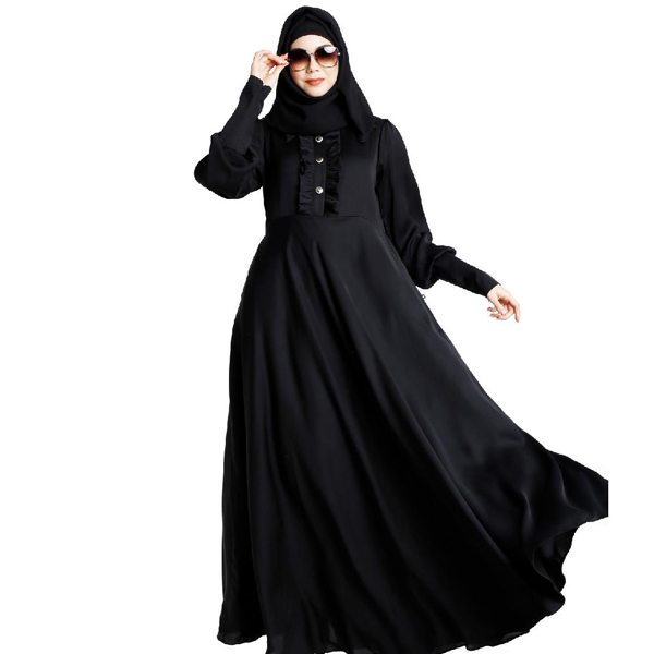 Abaya In Shiny Nida Fabric Black